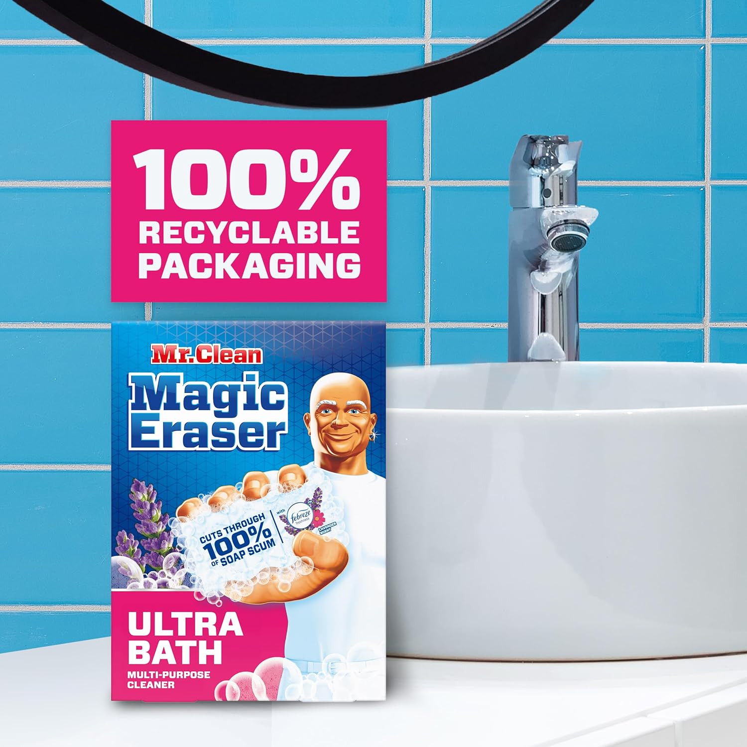 Mr. Clean Magic Eraser Sponge, Bathroom Cleaner, Shower Cleaner, Tub Cleaner, So