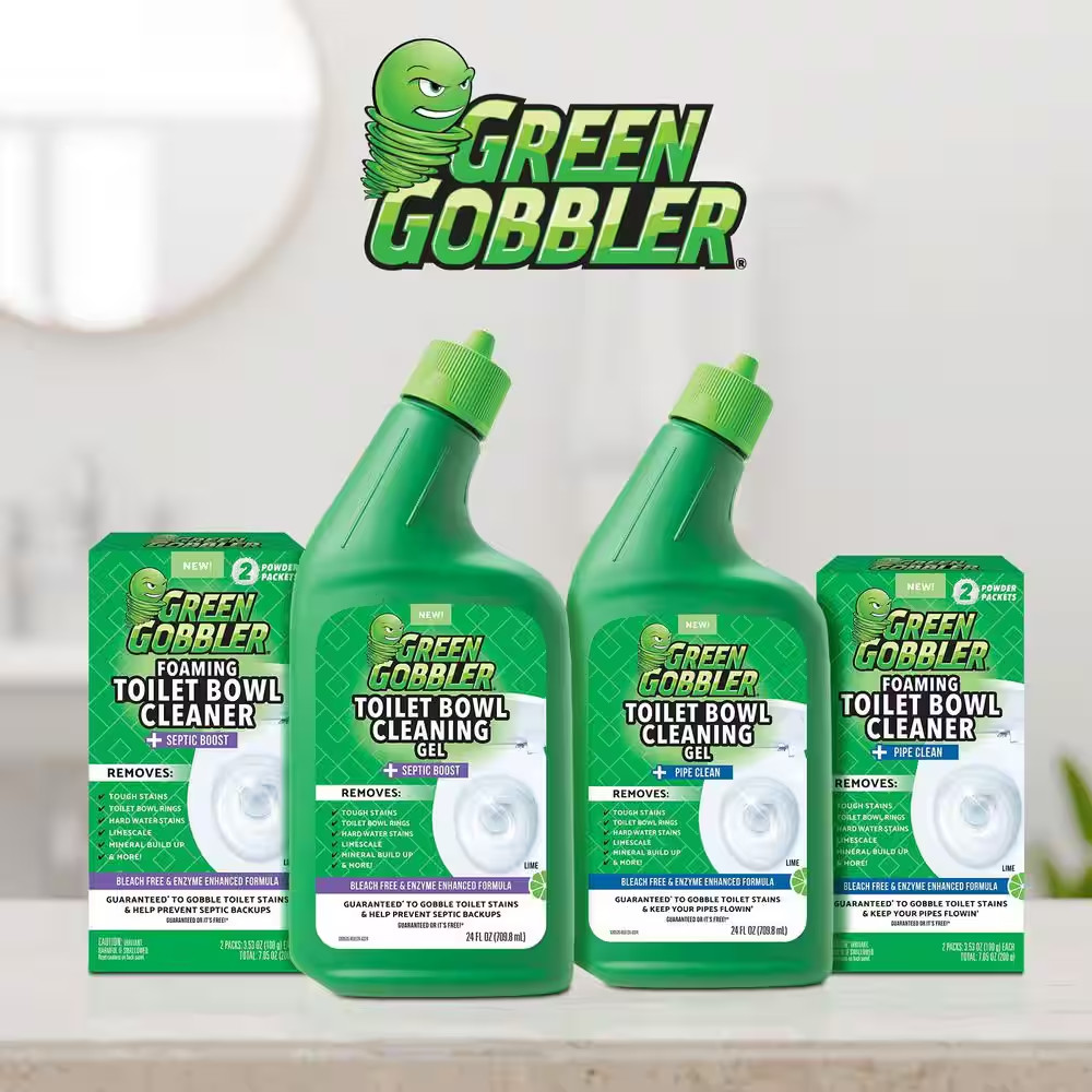 Green Gobbler 24 oz Toilet Bowl Cleaning Gel Bleach Free Plus Septic Boost