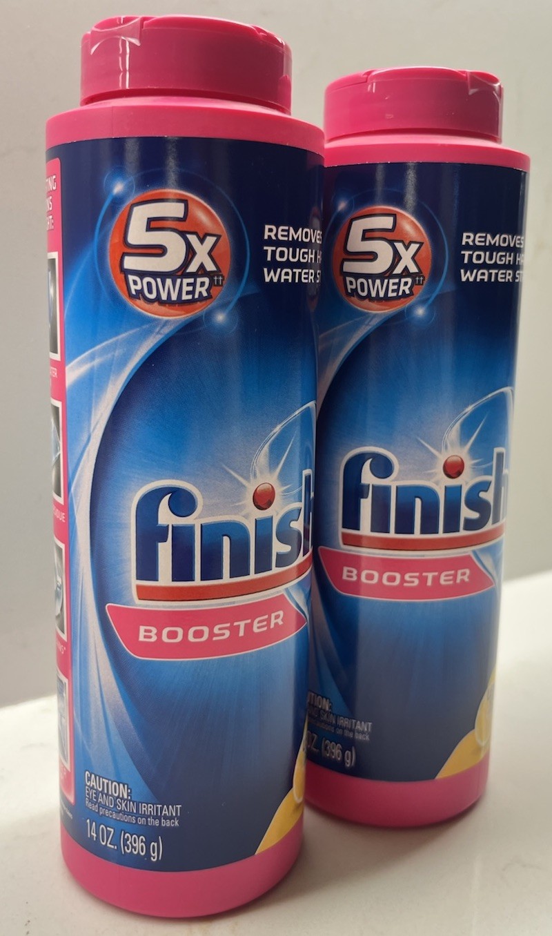 2 X Finish Booster Hard Water Powder Hard Water Lemon Sparkle Sealed 14 oz. Each