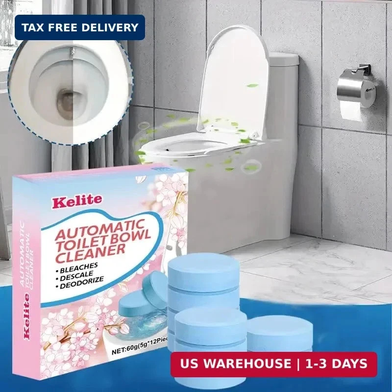 Toilet Bowl Cleaners – 12 Pack, Automatic Tank Tablets for Deodorizing & Descali
