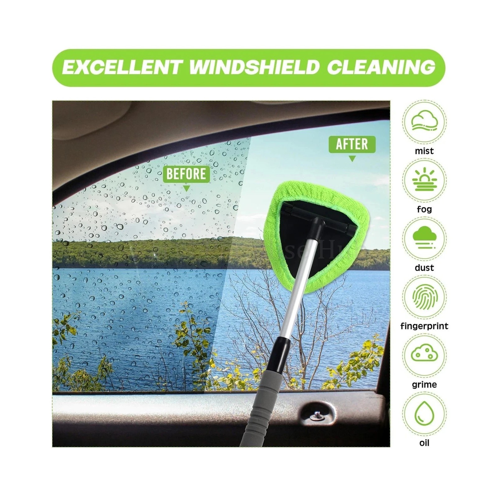 Cleaning Tool Kit Windshield Car Window Glass Wiper Cleaner Brush Pad Extendable