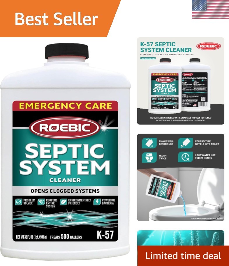 32oz Biodegradable Septic System Cleaner – Quick Clog Relief & Maintenance