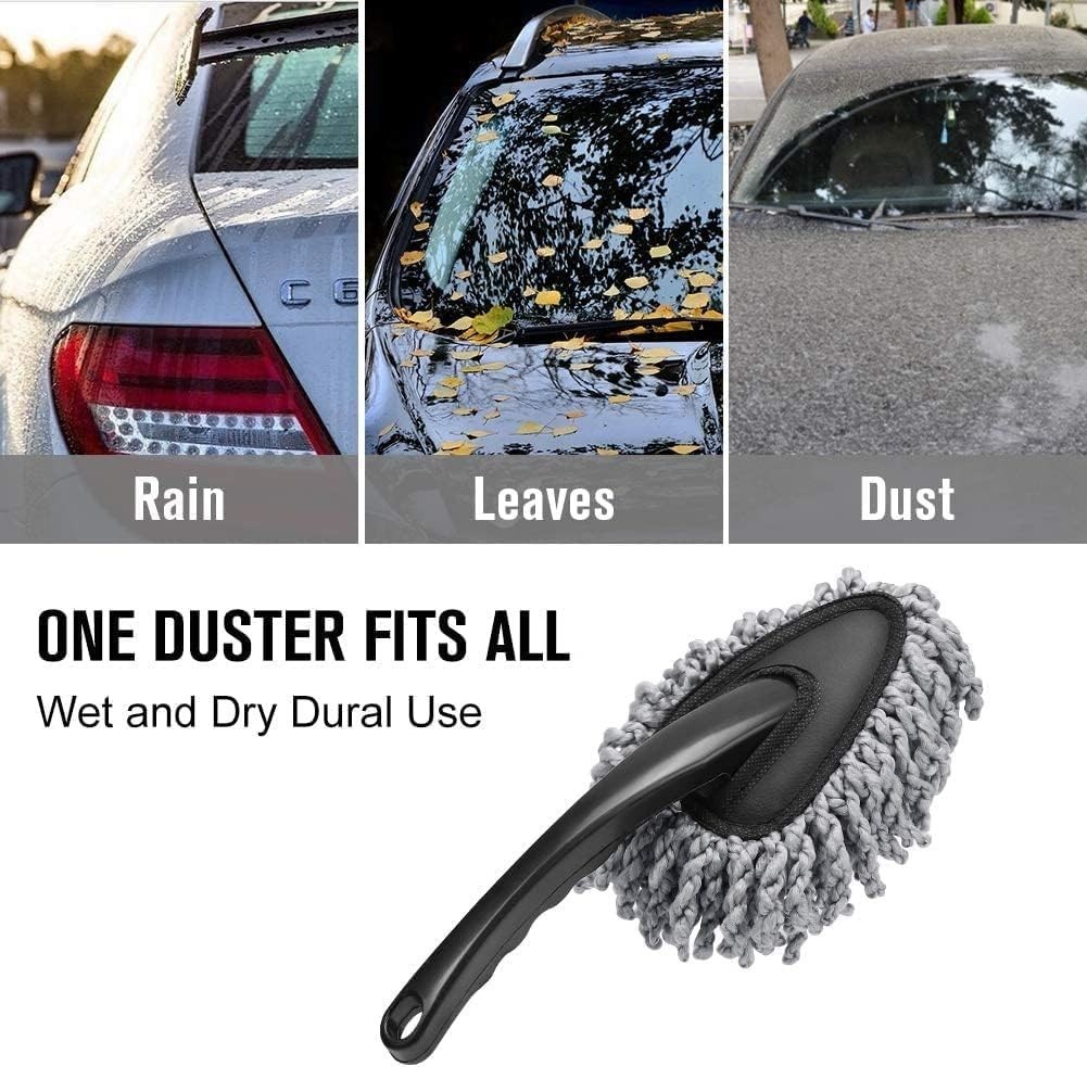 Reusable Microfiber Car Dash Duster – Compact Dust Cleaning Brush in Gray