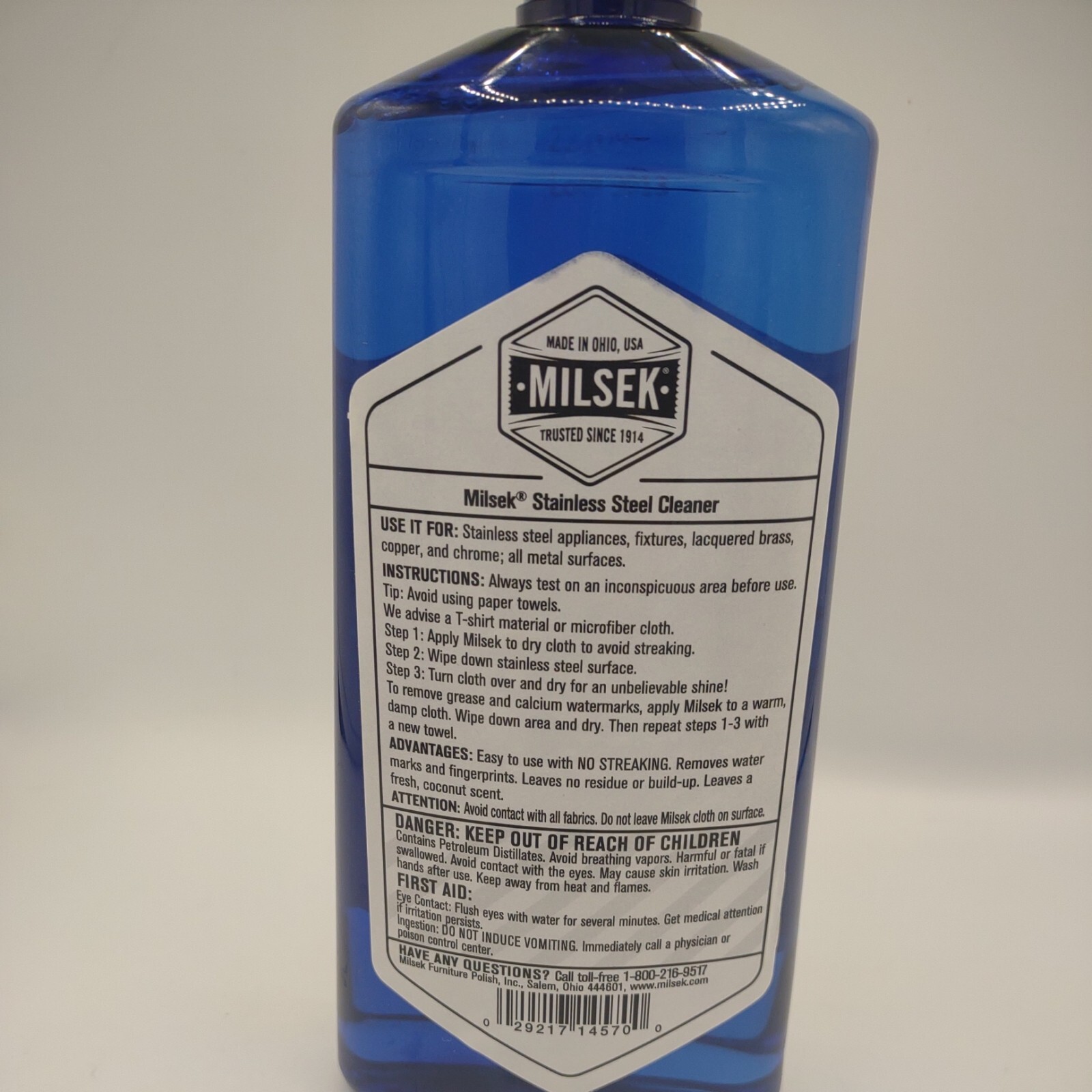 Milsek 12 Oz. Stainless Steel Cleaner metal surfaces brass copper Chrome fixture