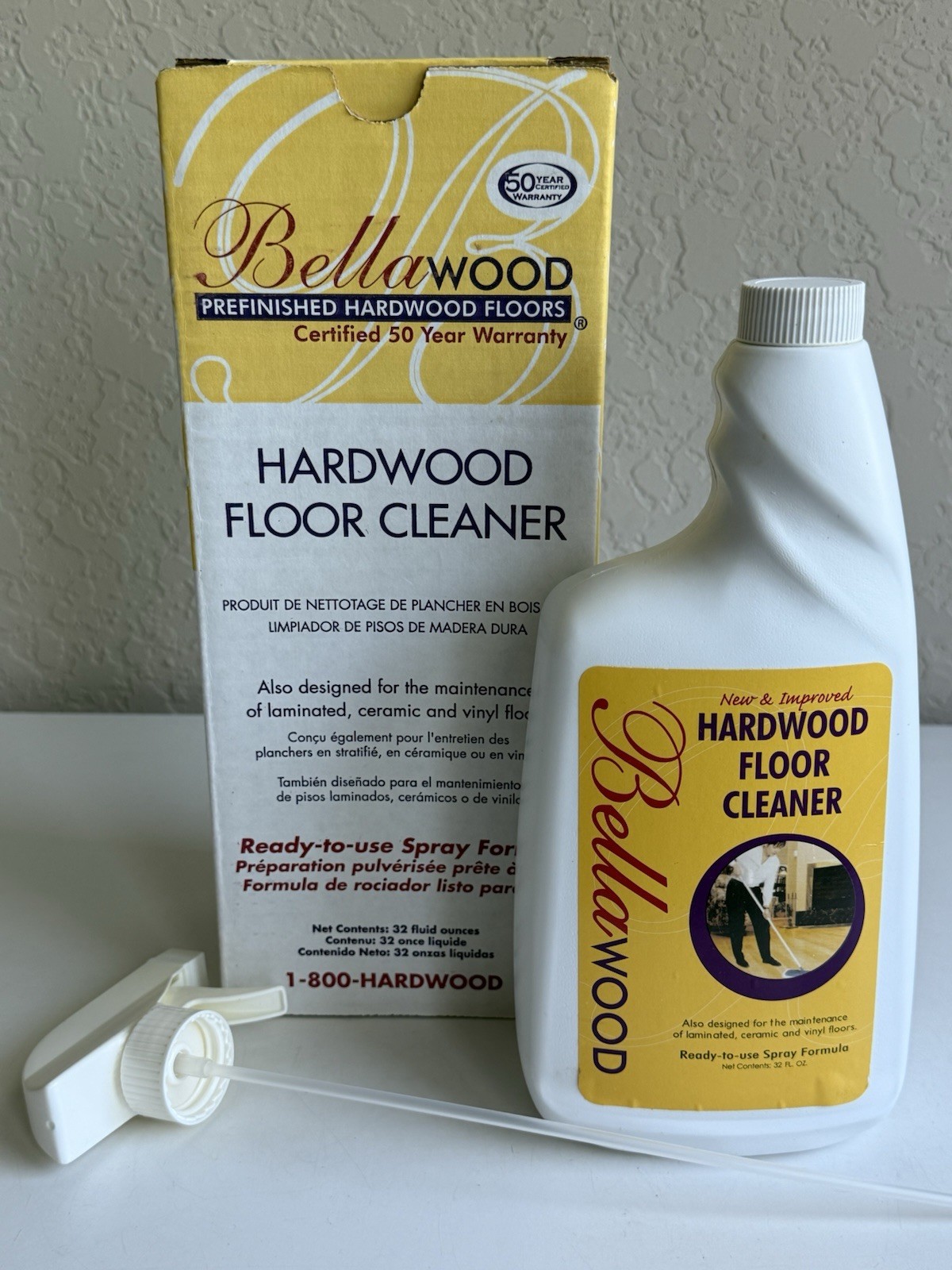 Bellawood Hardwood Floor Cleaner Ready To Use Spray With Pump, 32 Oz