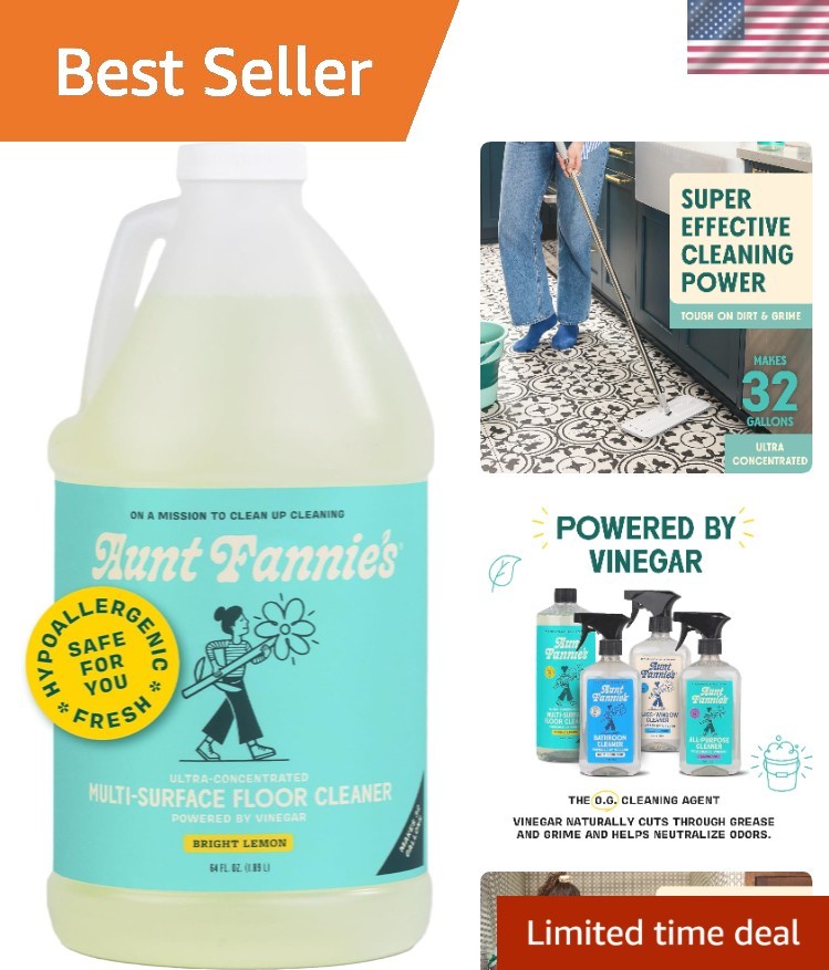Natural Lemon-Scented Vinegar Floor Cleaner – Concentrated 64 oz Value Size