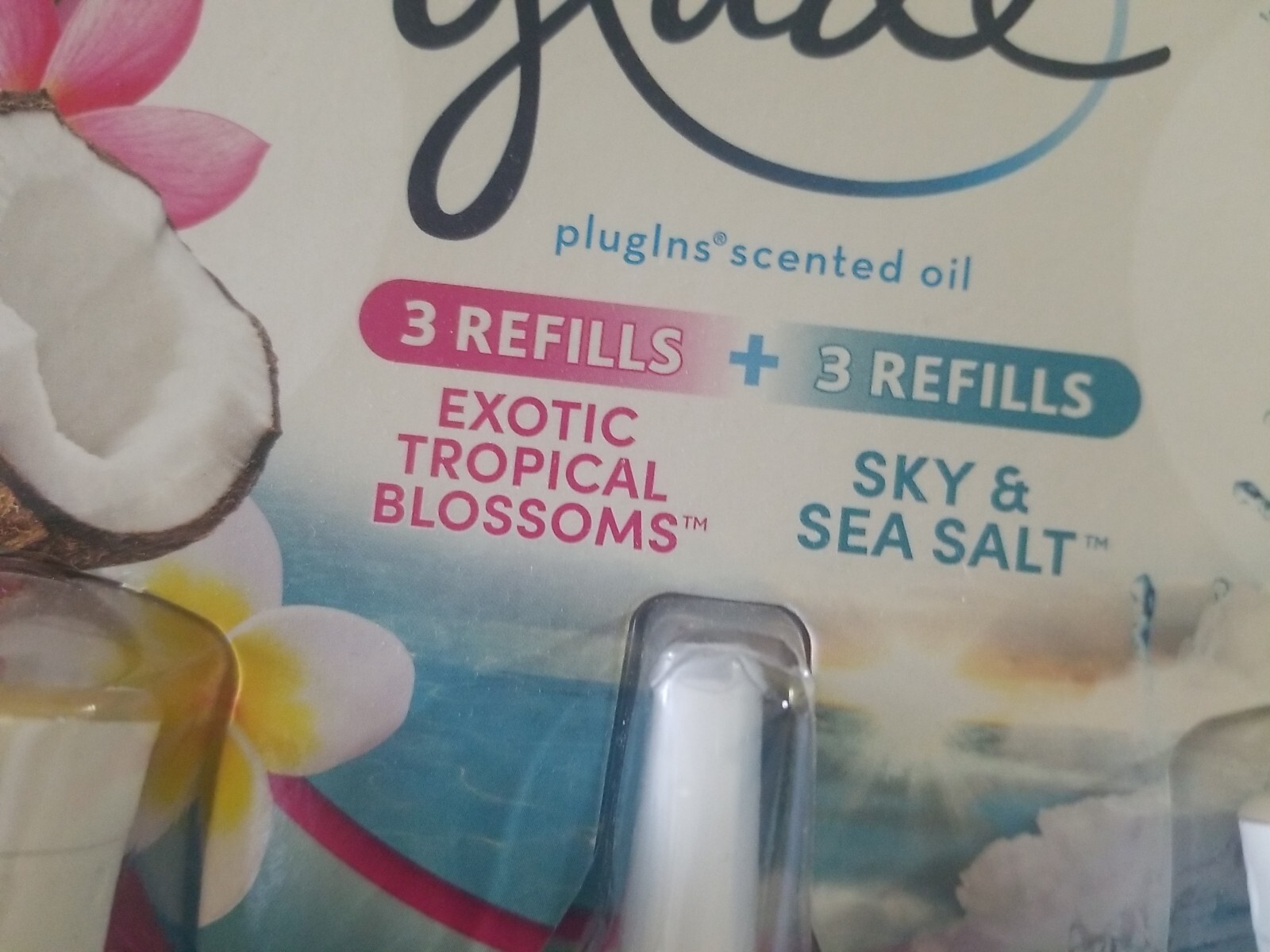 GLADE BLOSSOMS & SEA SCENTED, PLUG-IN (6-0.67oz REFILLS & 2-PLUG-INS), 6 REFILLS