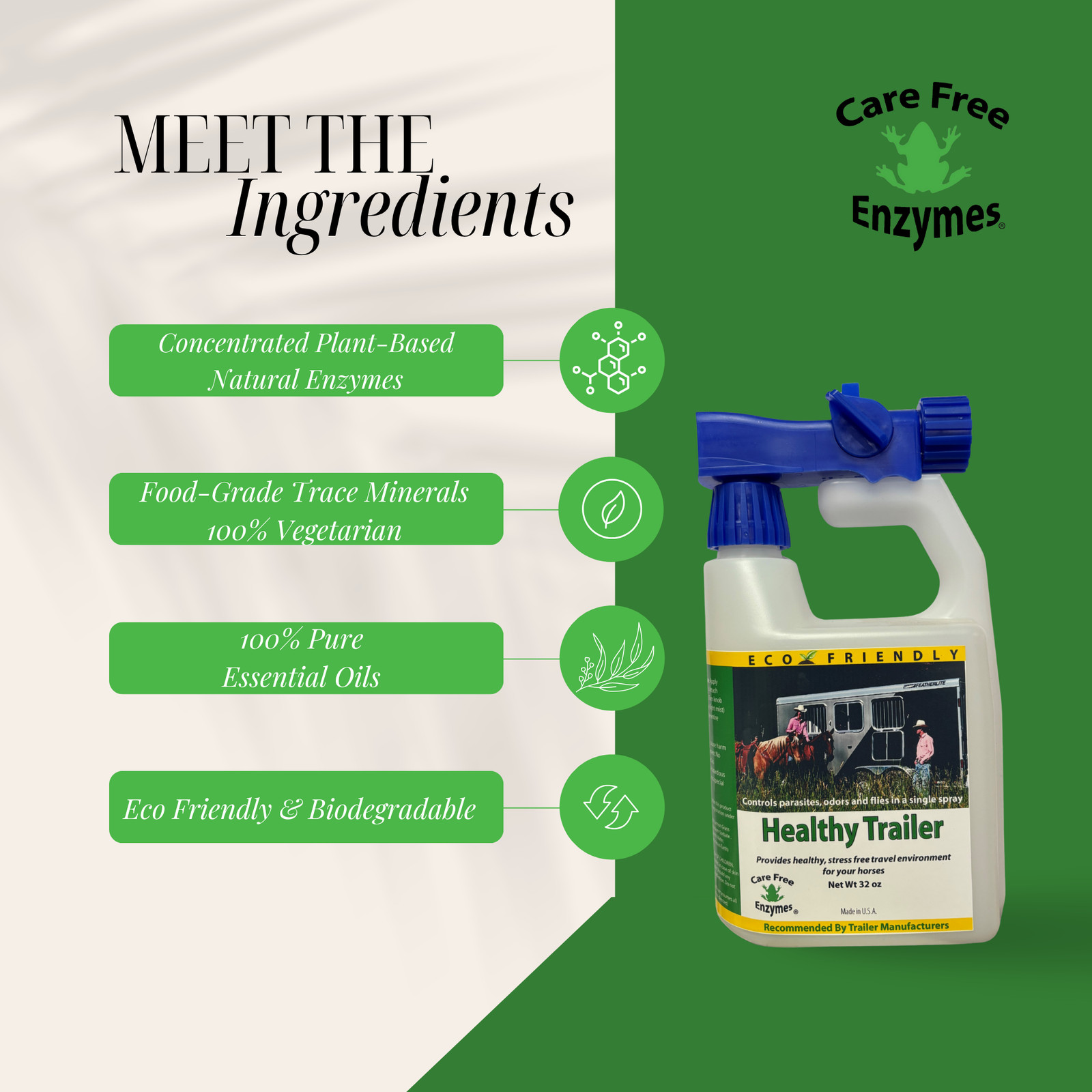 Horse & Livestock Trailer Cleaner & Deodorizer | Healthy Trailer | 32 oz & 33.9