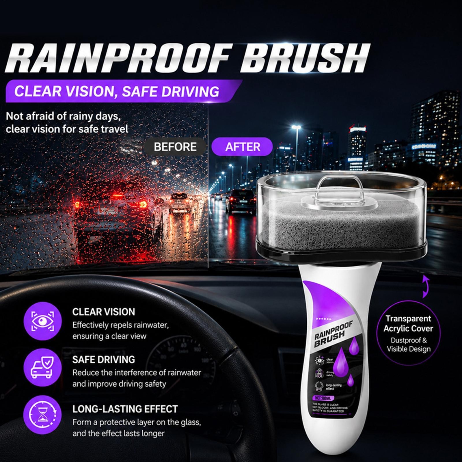 2026 New For Car Window Glass Automotive Oil Film Cleaner Car Windshield Cleaner