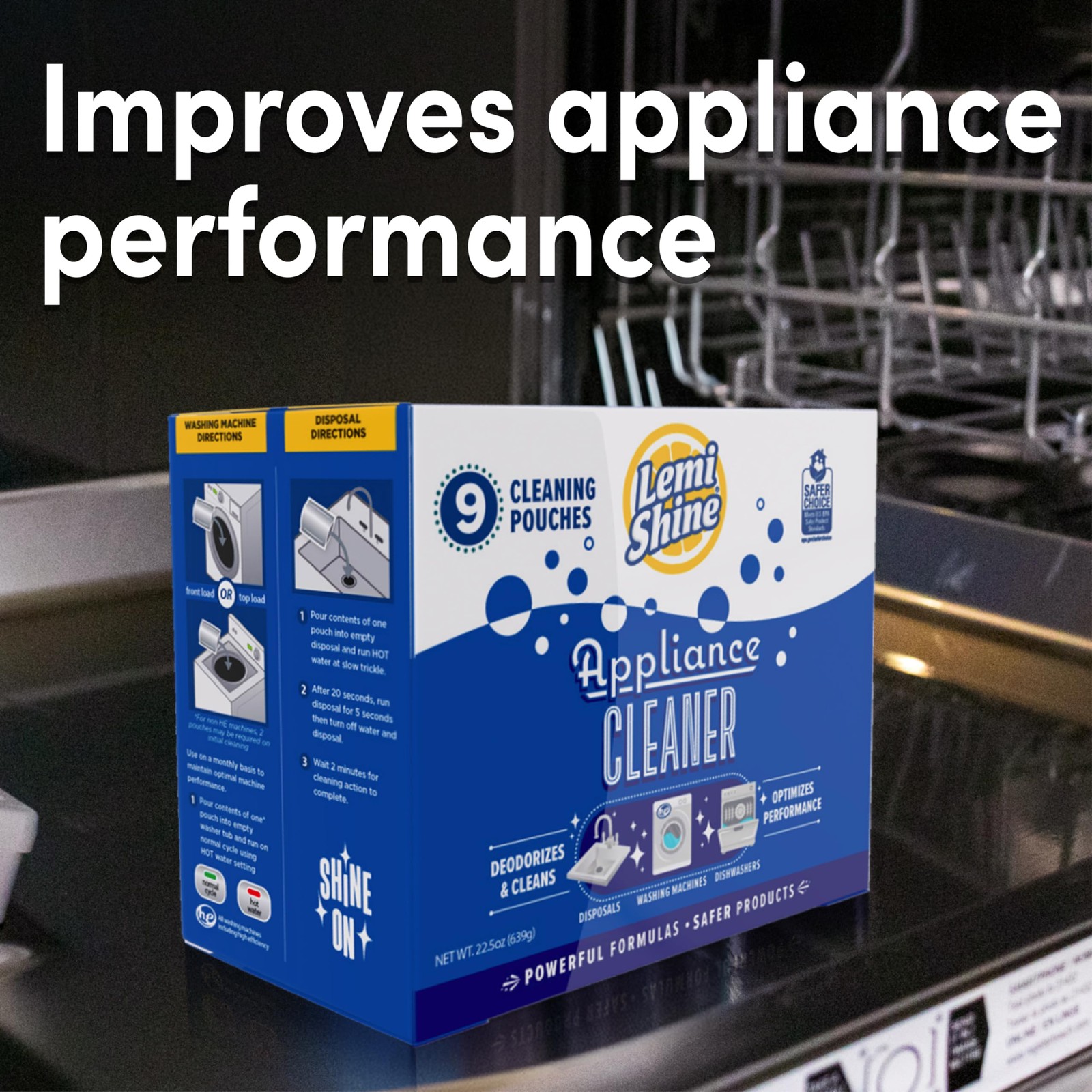Lemi Shine Appliance Cleaner & Deodorizer – 1.78 Ounce (Pack of 9), white
