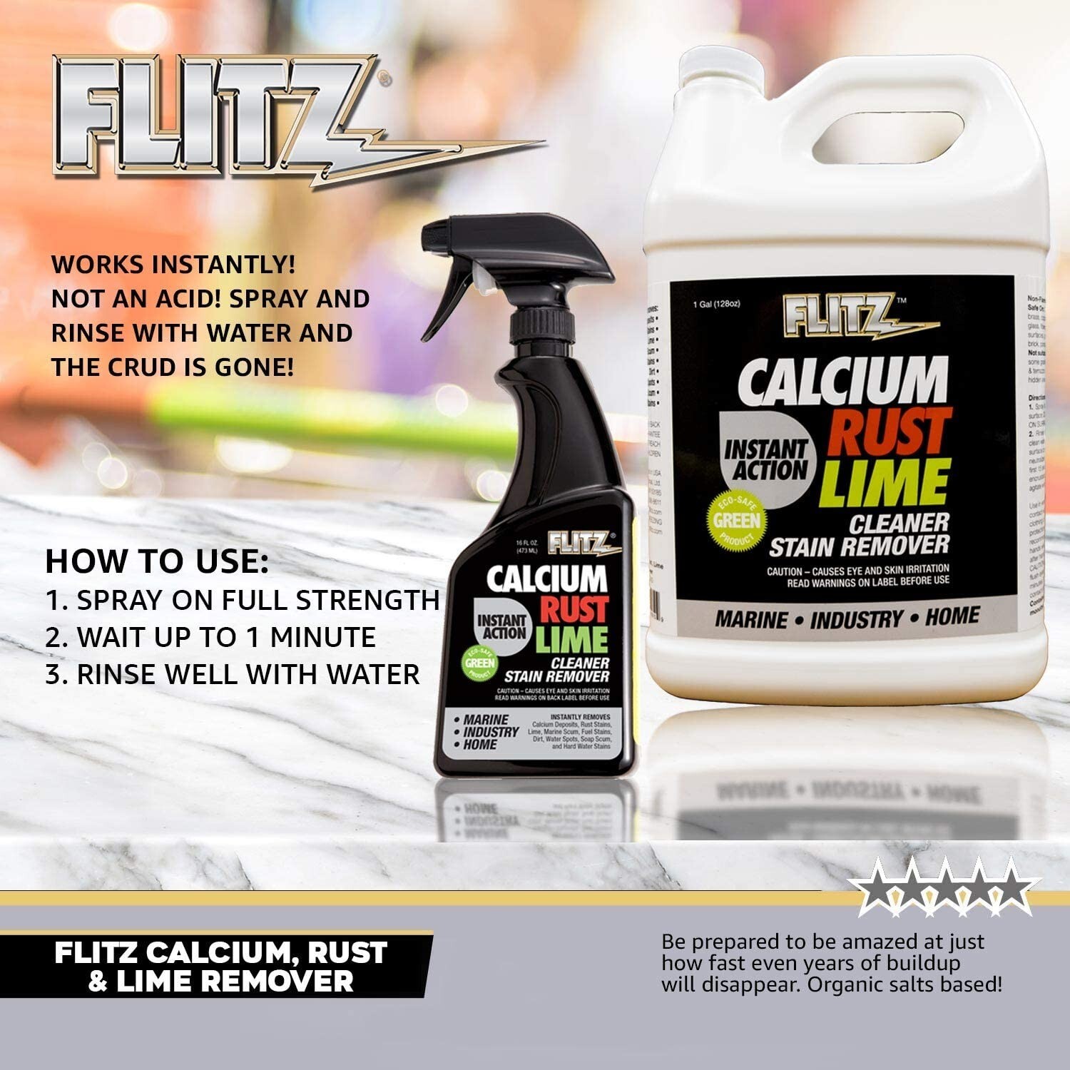 FLITZ Instant Calcium Lime and Rust Remover 1 Gallon/128oz/3785ml. CR01610