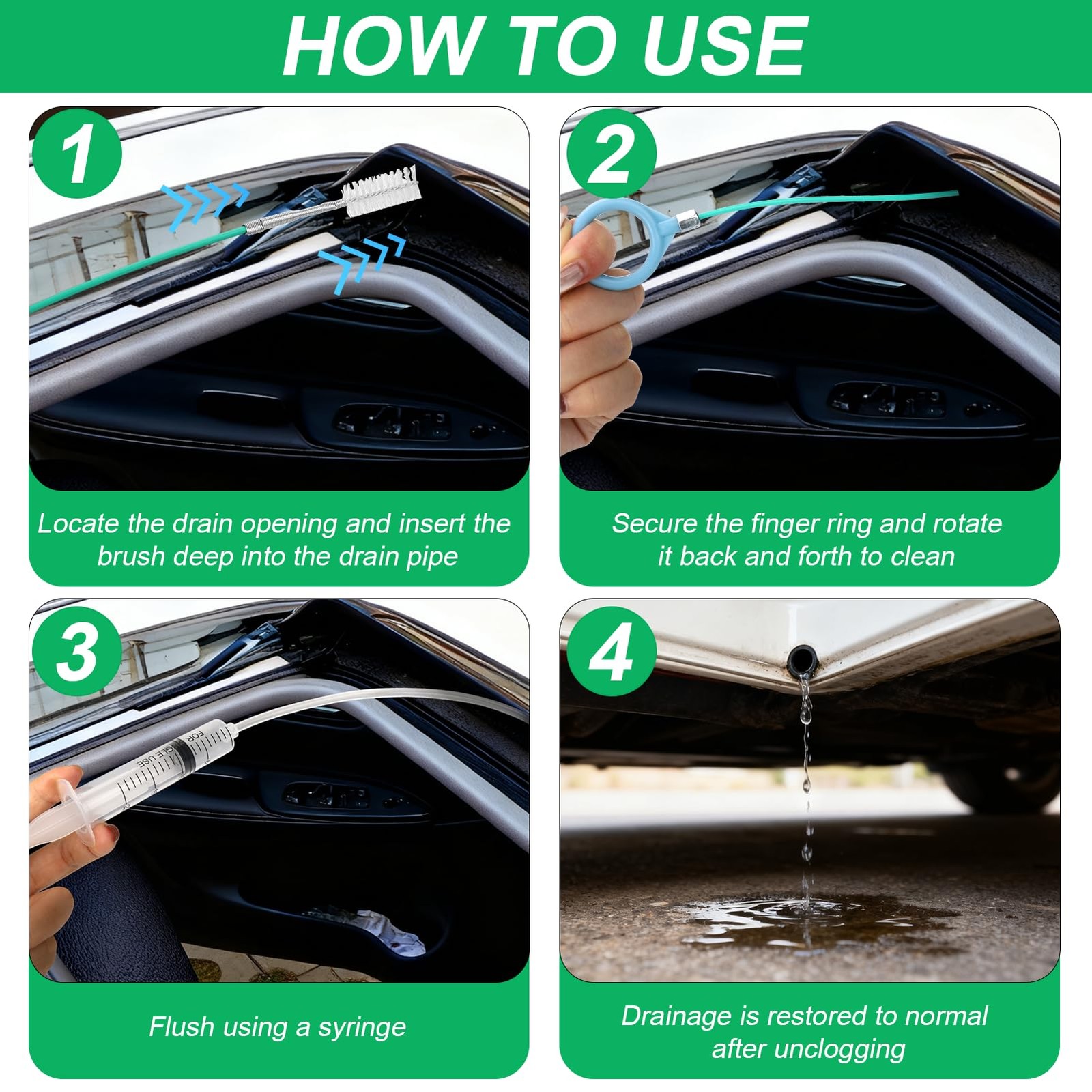 Upgraded Auto Sunroof Drain Cleaning Tool,118in Extra Long Flexible Car Sun R…