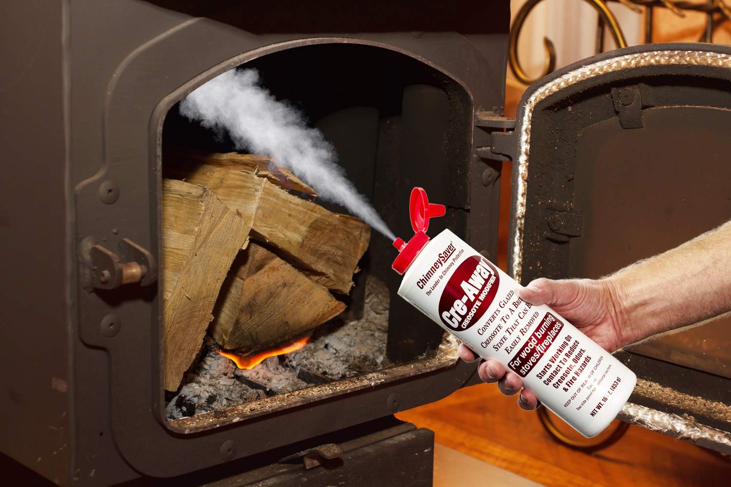 16 Oz Chimney Cleaner Bottle Removes Creosote Soot Fireplace Deodorizer