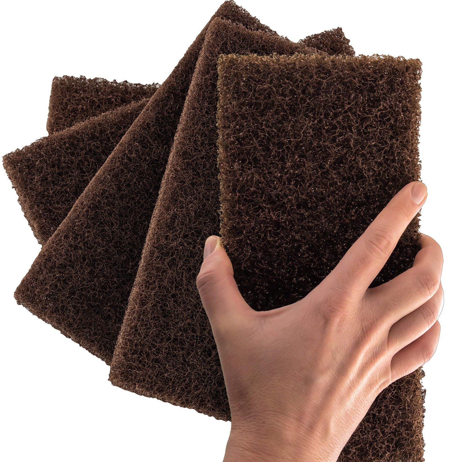 Heavy Duty XL Brown Scouring Pad 5 Pack. 10 x 4.5in Large Multipurpose Nylon …