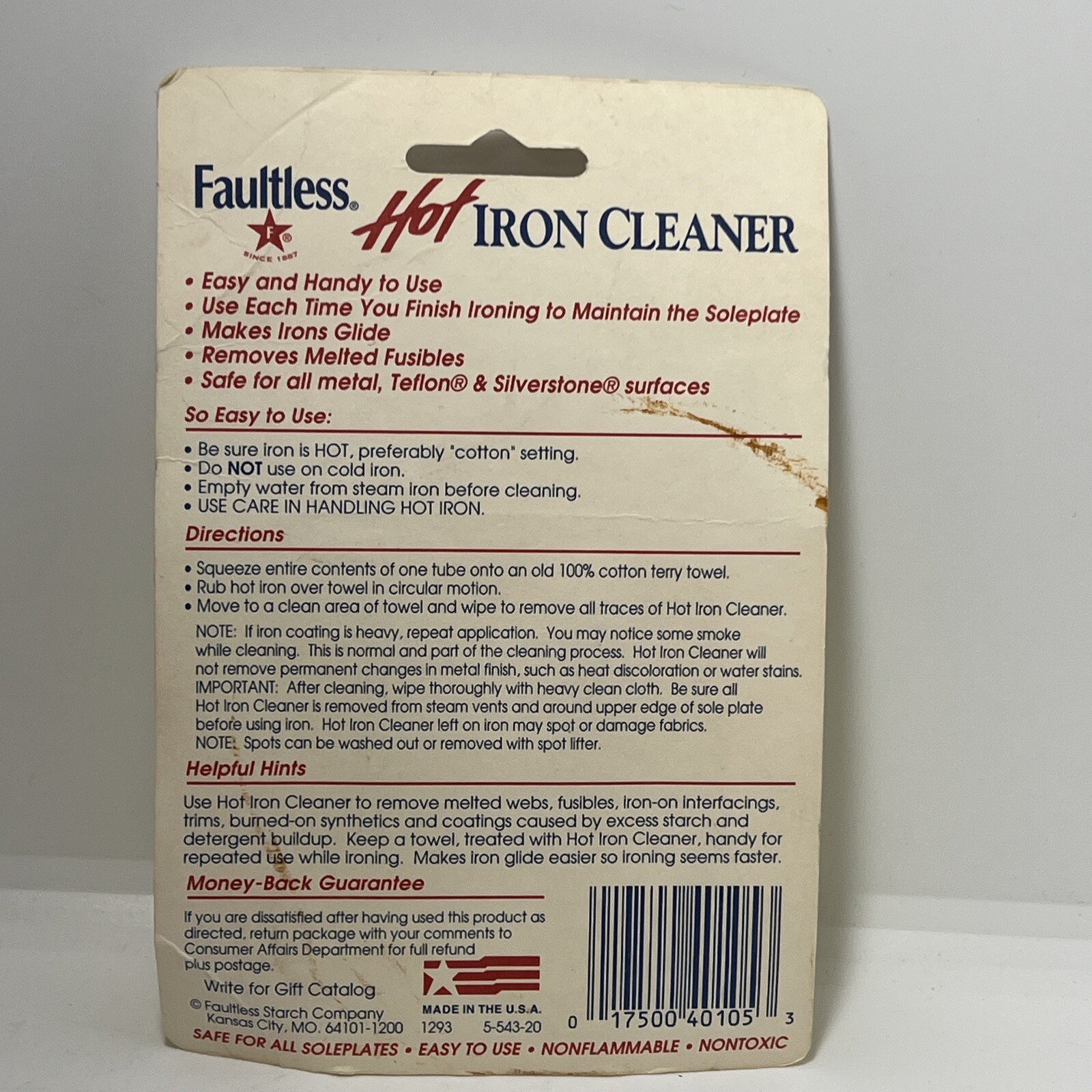 Faultless Hot Iron Cleaner Contains 2 Removes Coating from Iron Free Shipping