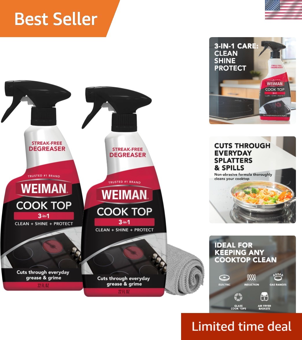 2-Pack Cooktop & Oven Cleaner with Microfiber Cloth – Streak-Free & Non-Abrasive