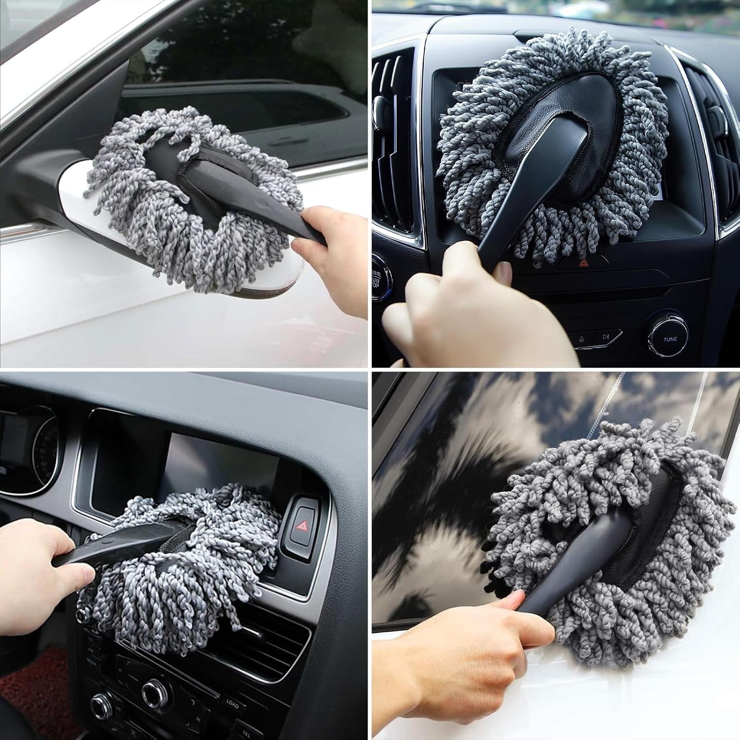Car Interior Duster Detailing Brush Set Cleaning Gel Kit, Soft Microfiber Towels