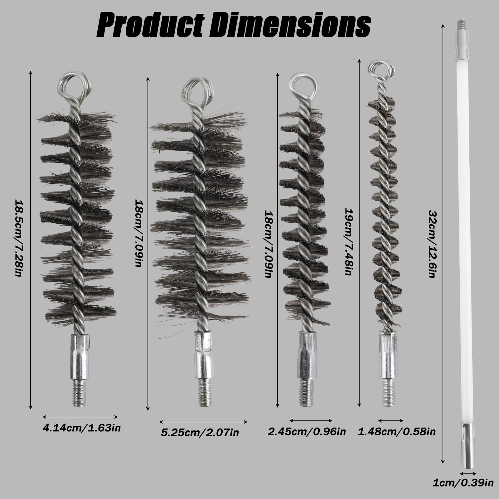 4pcs Pipe Drill Wire Cleaning Brush with 4pcs Nylon Rod Set, Stainless Steel …