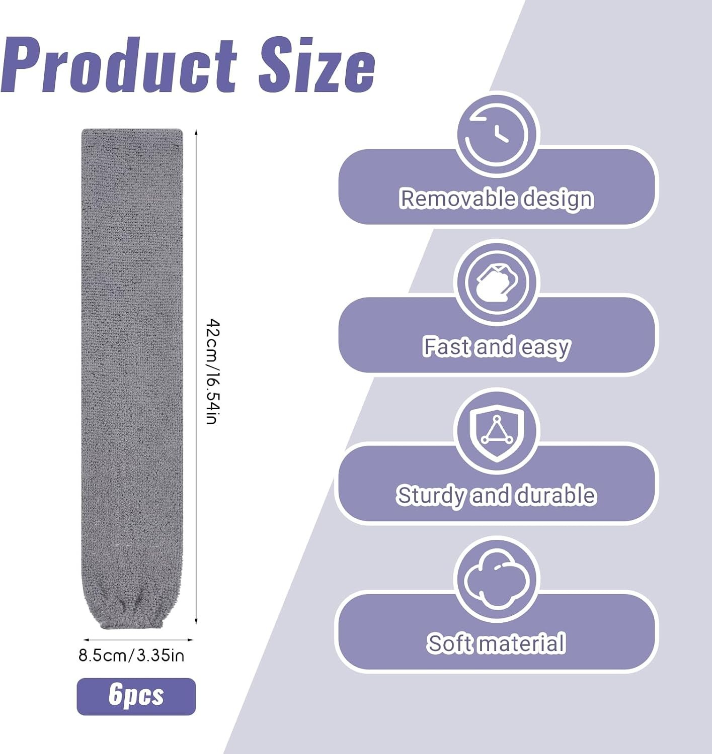Microfiber Gap Cleaning Cloth Set – 6 Durable, Washable Dust Covers in Gray