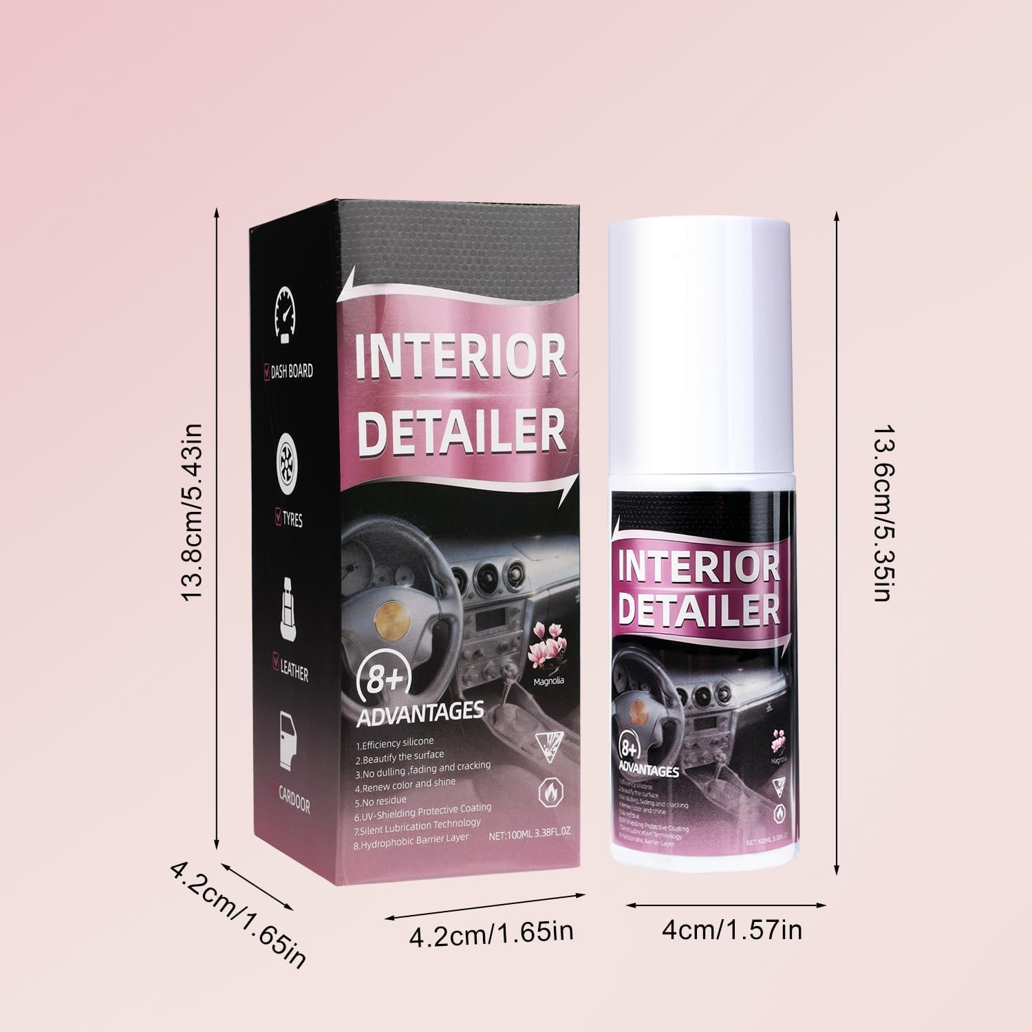 2Pcs Car Interior Cleaner,Interior Detailer Spray,Deep Cleaner Polishing,Tire Cl