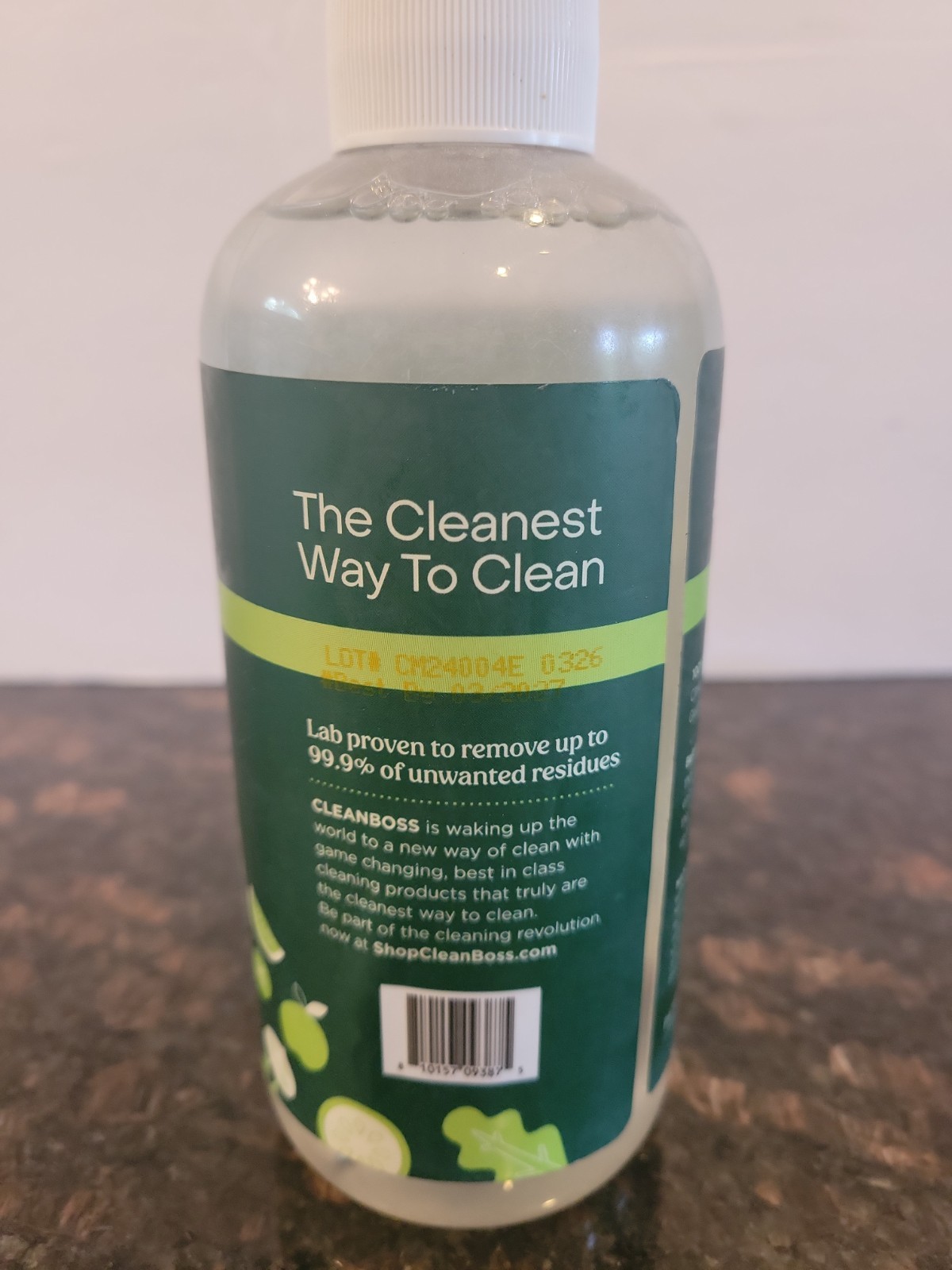 CLEAN BOSS Eat Cleaner All Natural Fruit+ Veggie Wash 12fl.oz ; Best By 03/2027.