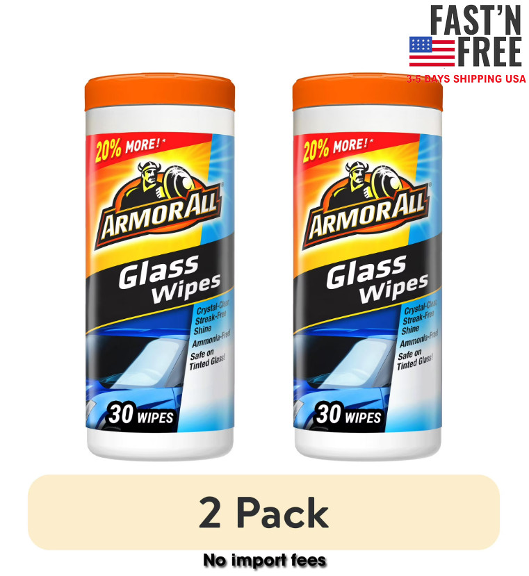 (2 pack) Armor All Automotive Ammonia Free Glass Cleaner Wipes, 30 Count