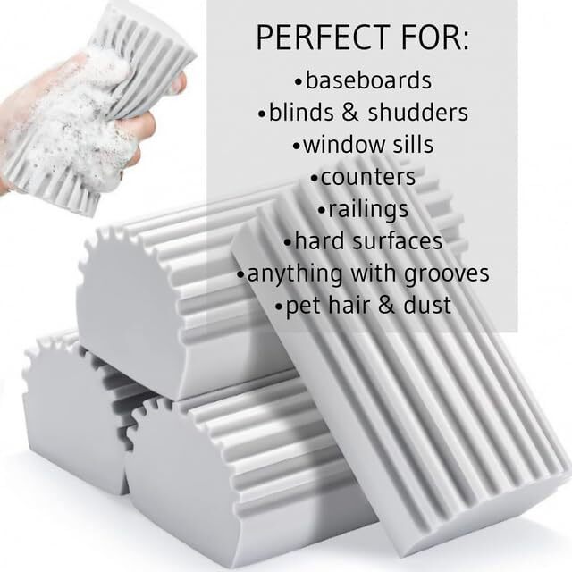 4-Pack Damp Duster Sponge, Clean Everywhere Easily- Clean Blinds, Baseboards, Wa