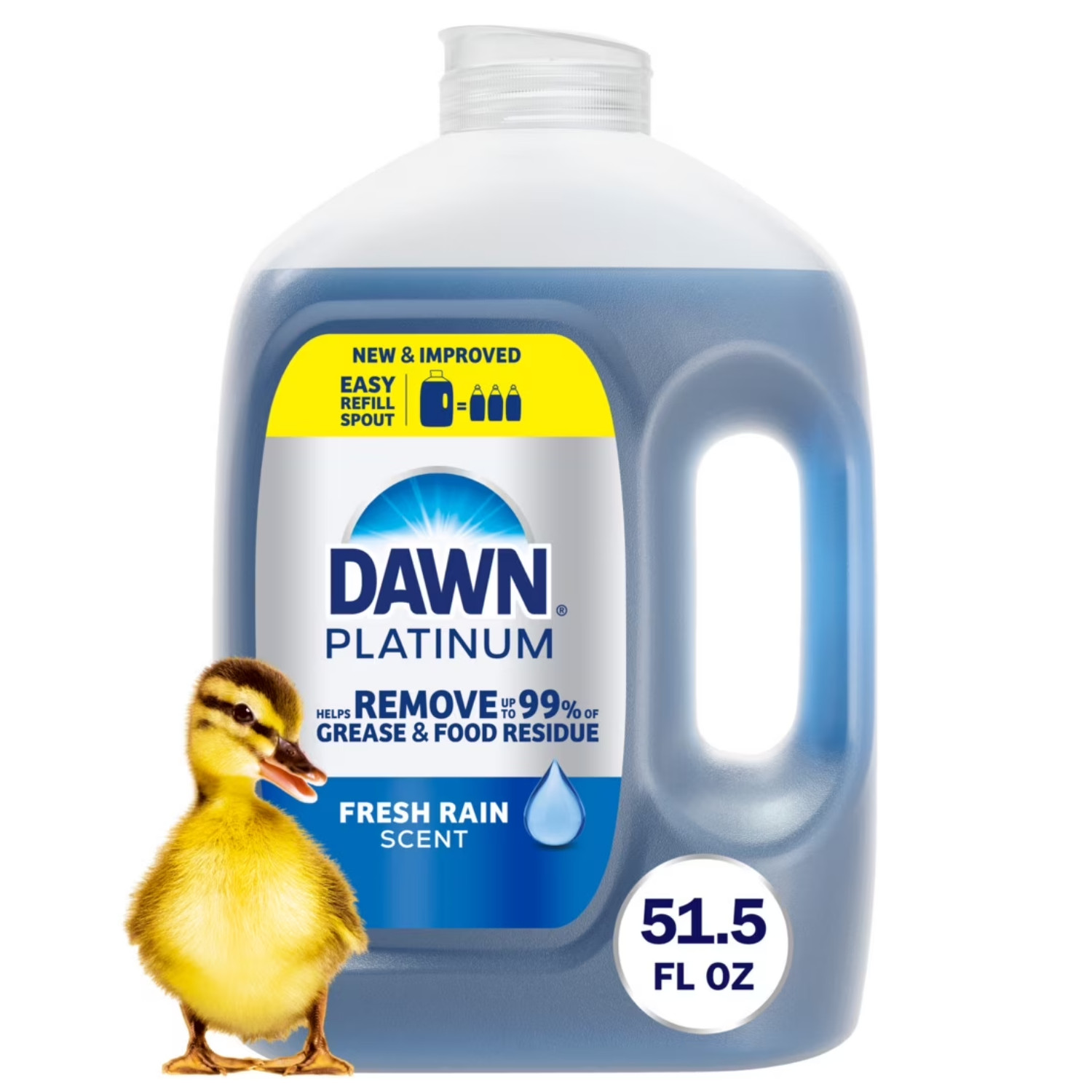Dawn Platinum Dish Soap Refill Jug Fresh Rain 51.5oz Grease Cleaner