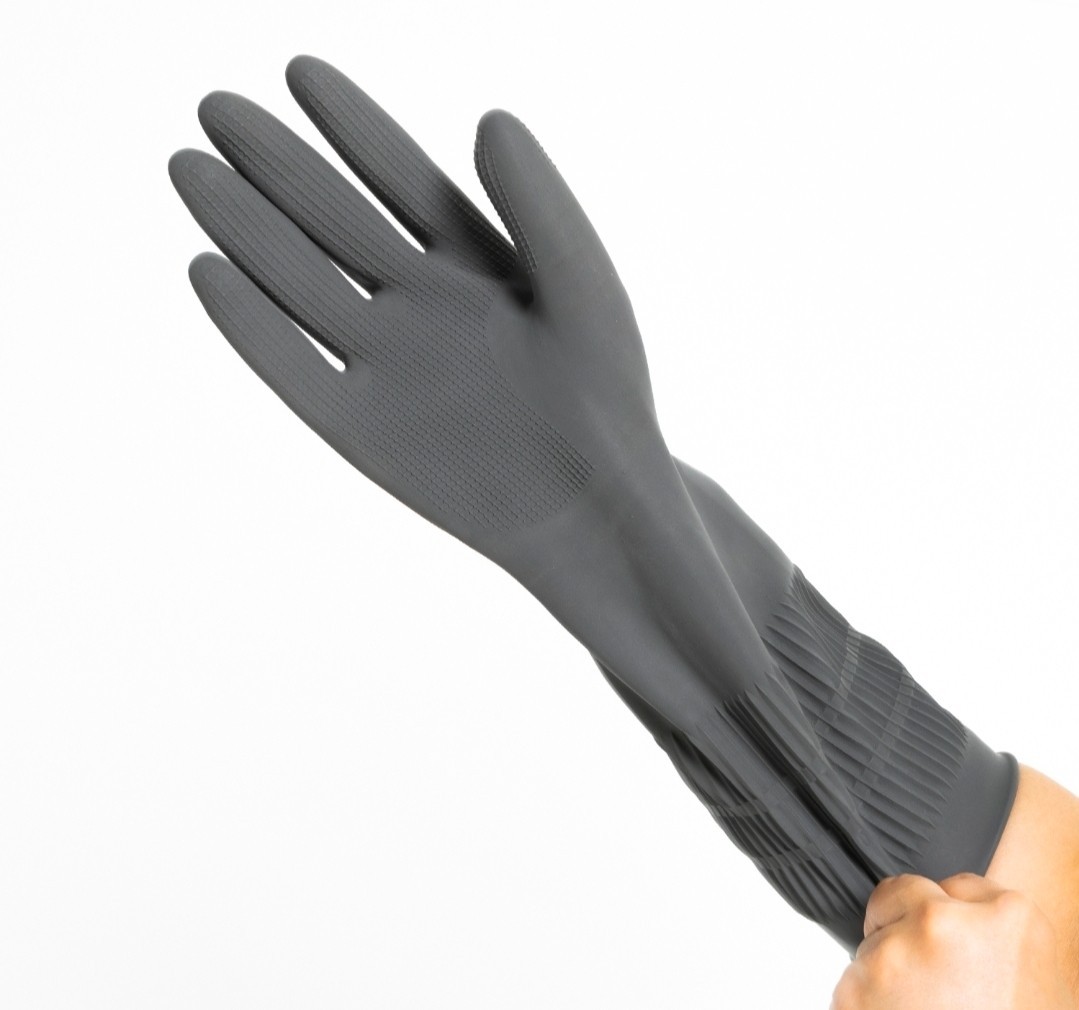 Made in Korea Premium Rubber Dishwashing Gloves 3 Pairs Long Cuff Non-Slip