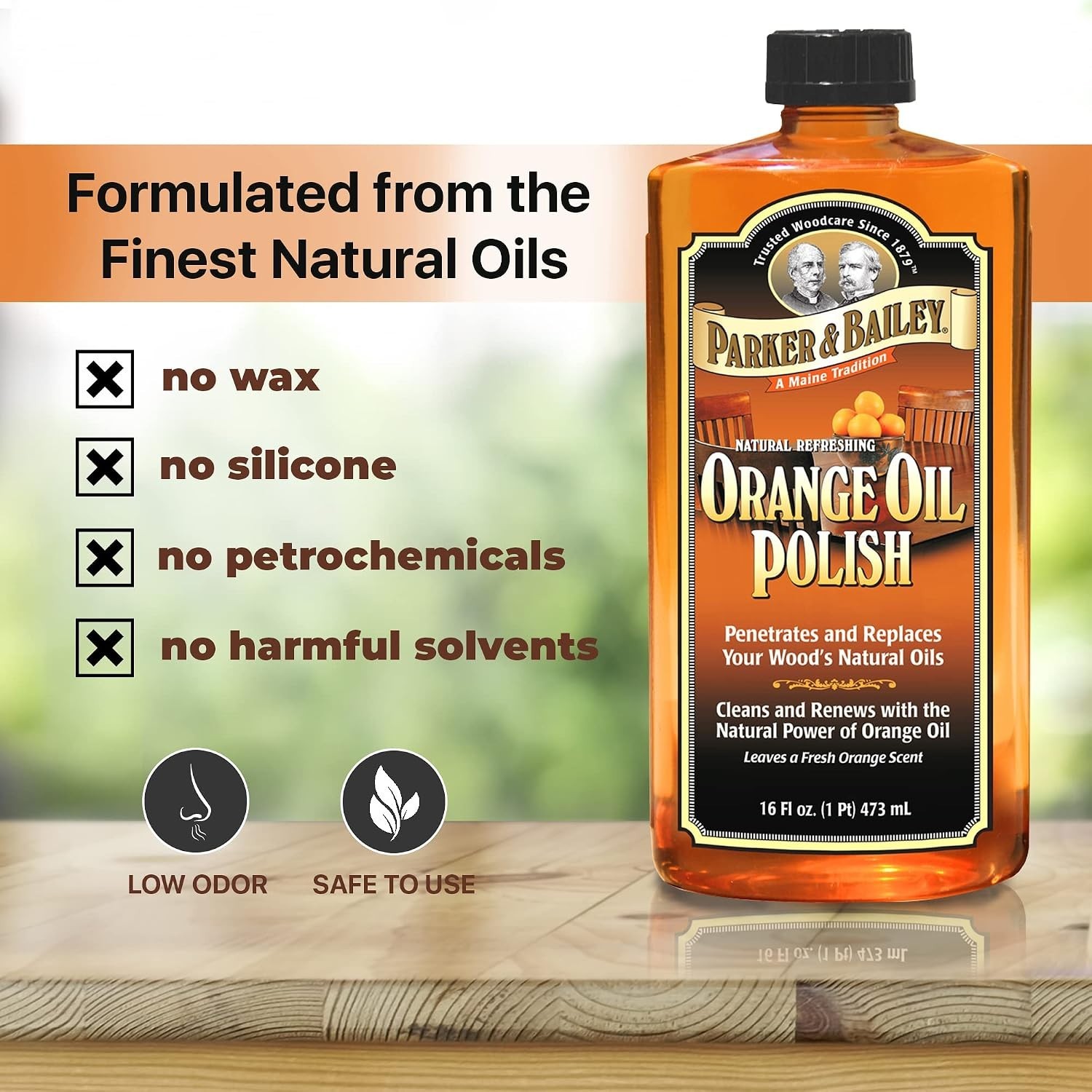 Orange Scented Wood Polish – 16 oz Cleaner for Restoring Furniture Finish