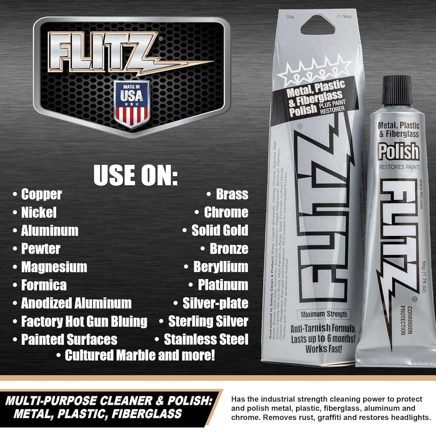 Flitz Multi-Purpose Polish and Cleaner Paste for Metal, Plastic, Fiberglass