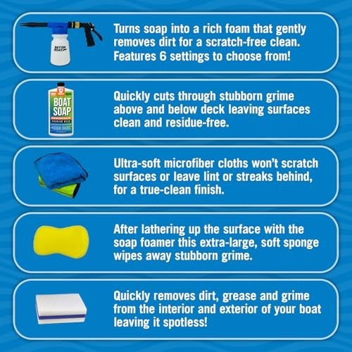 Boat Cleaning Kit Foam Gun Soap Sponge Microfiber Cloths Marine Cleaner