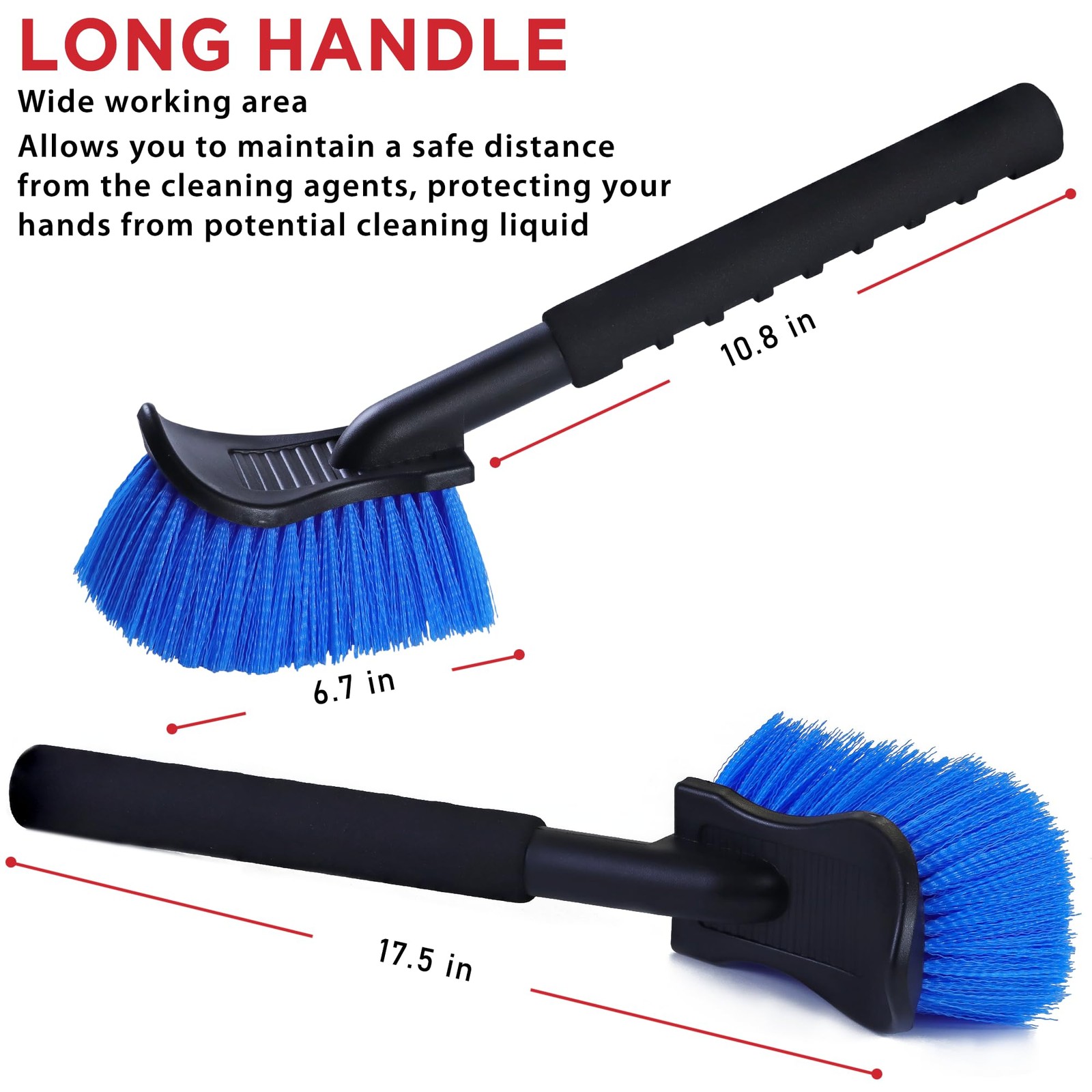 17.5″ Long Handle Wheel Tire Body Brush – Gentle Car Wash Brush for Safe Tire…
