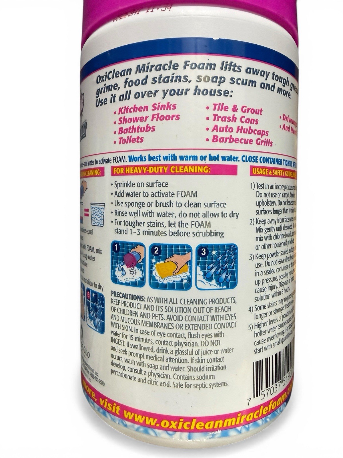 Oxi Clean Miracle Foam Power Cleaner Chlorine Free Stain Dissolving – Discont’d