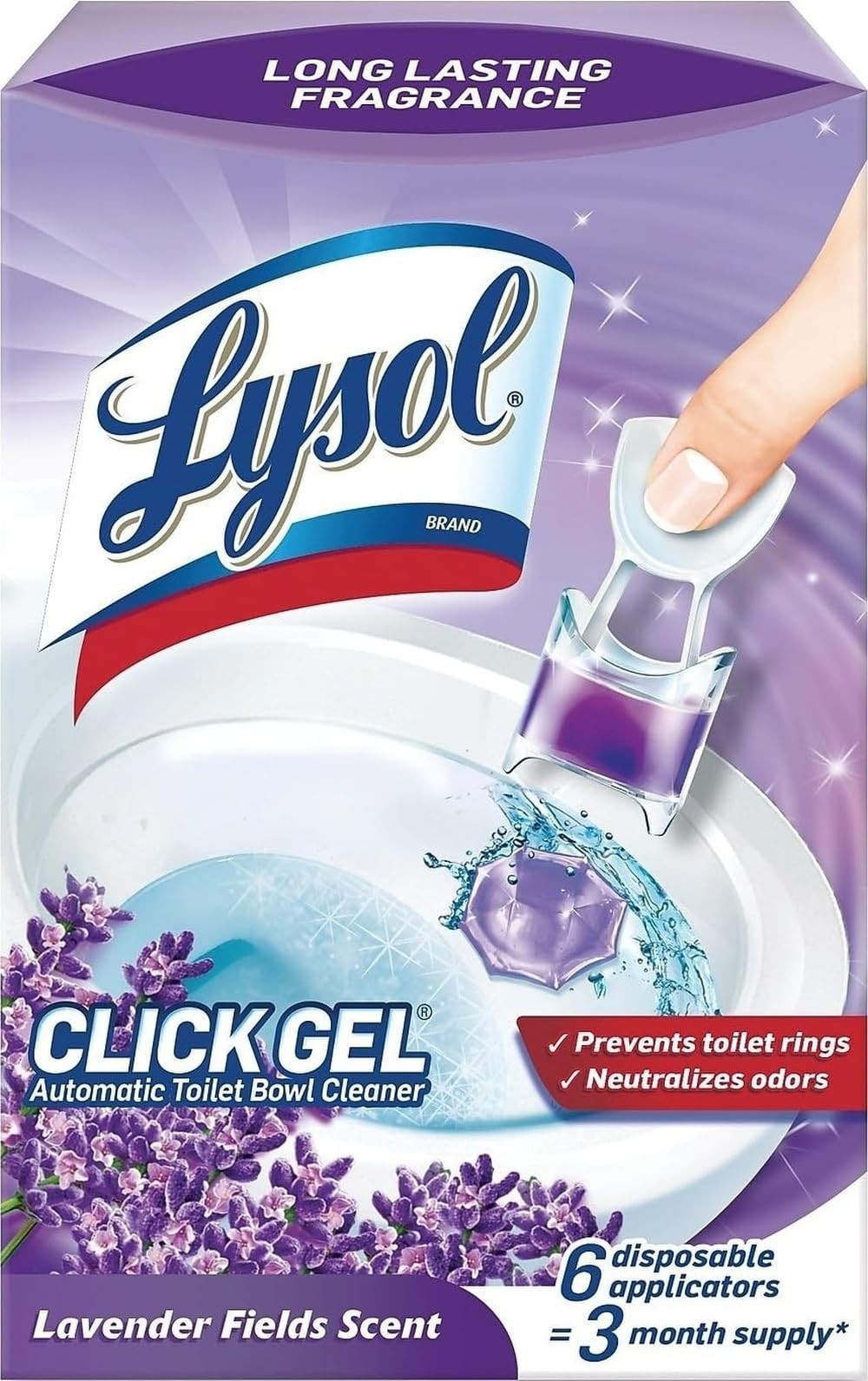 Lysol Click Gel Toilet Bowl Cleaner | Lavender Scent | 6 Count