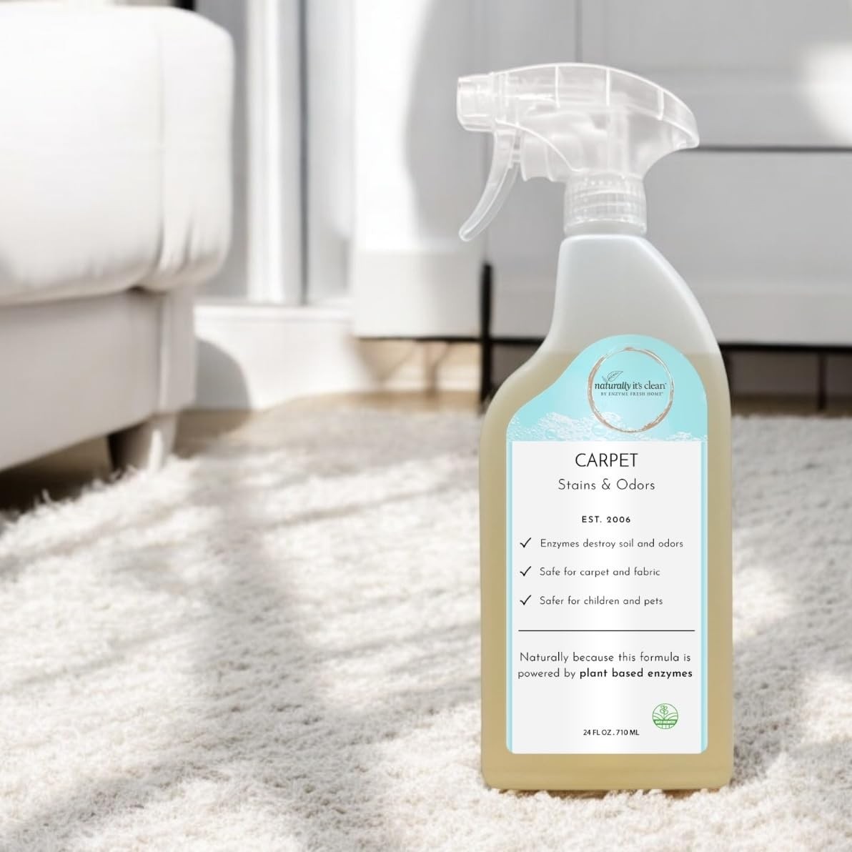 Plant-Based Carpet Cleaner for Pet Stains, Odors & Grease – 24oz Spray 2-Pack