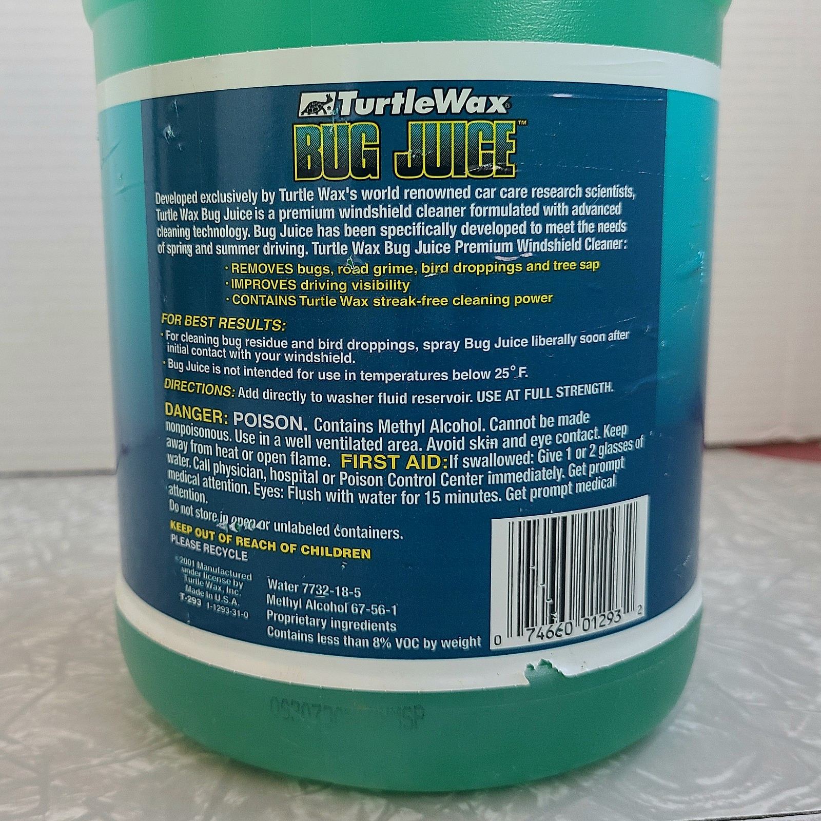 Turtle Wax Bug Juice Windshield Cleaner 1 Gallon Discontinued 2001 Vintage USA