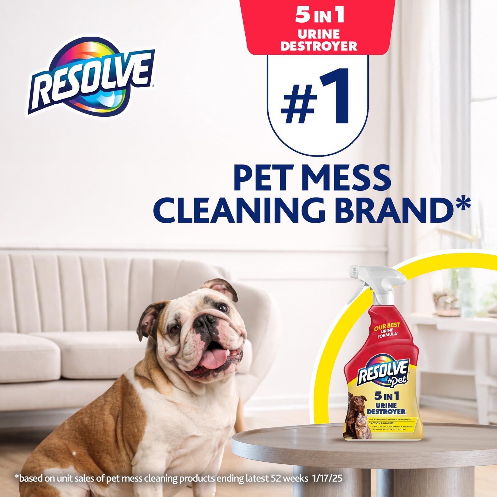 5-in-1 Urine Destroyer Carpet Cleaner Spray – Urine Eliminator for Pet Stains…