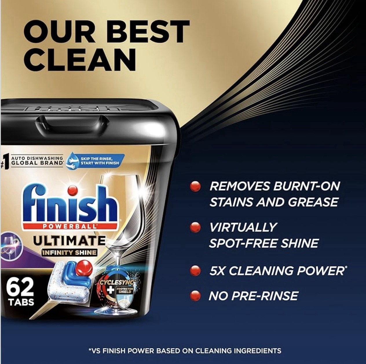 Finish Ultimate Infinity Shine Dishwasher Pods, No Pre-Rinse Dishwasher Detergen