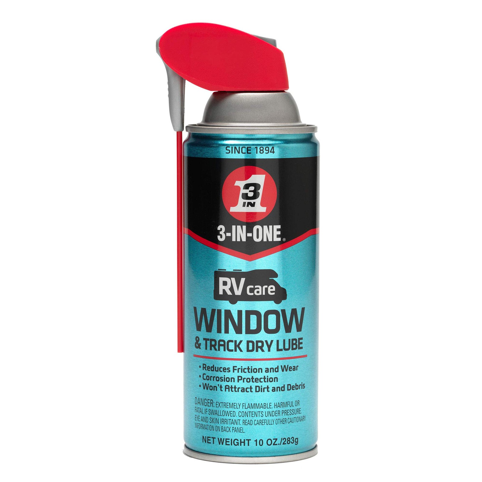 RVcare Window Track Dry Lube with SMART STRAW SPRAYS 2 WAYS, 10 OZ