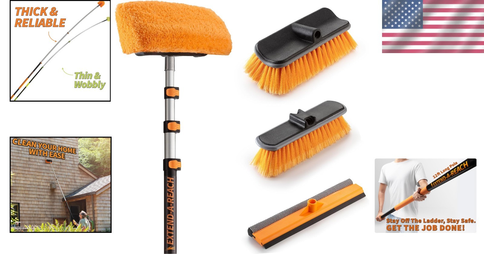 20ft Exterior Cleaning Brush Kit | 12ft Telescopic Pole | Siding Window Gutter