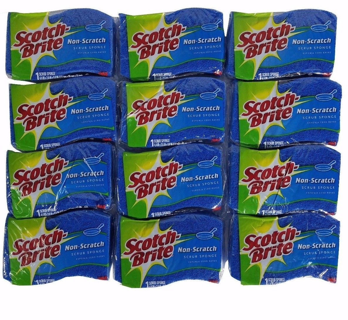Scotch Brite 3M Non-Scratch Scrub Sponges 12 Pack