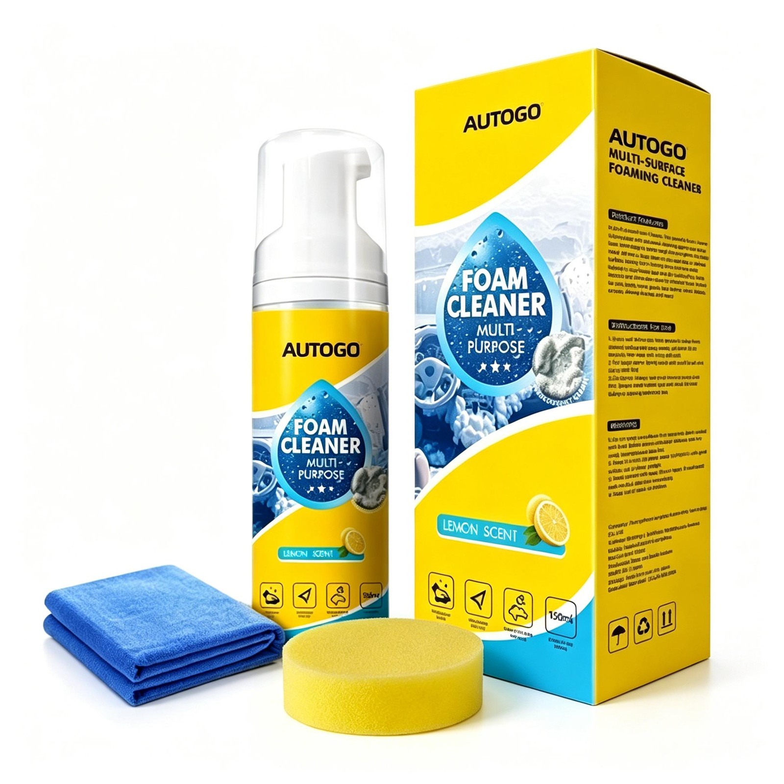 4-in-1 Multi-Enzyme Foam Cleaner, All-Purpose Spray 150ml with Sponge & Towel