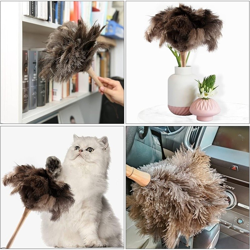 High Quality Natural Ostrich Feather Duster Soft Washable Cleaning Tool Home Use