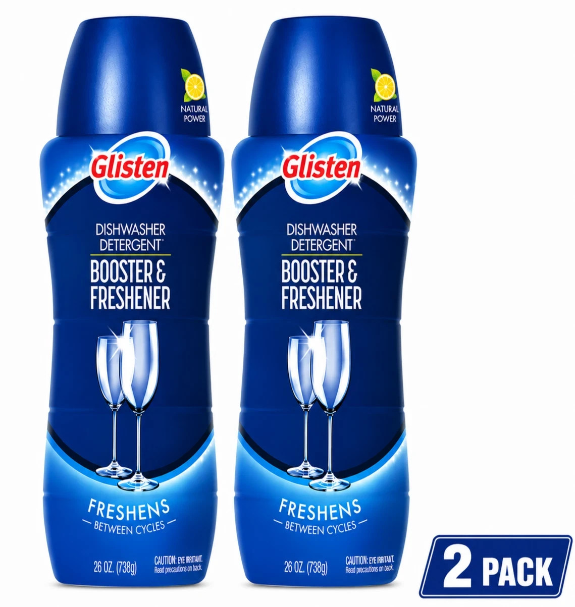 2x Glisten Dishwasher Detergent Booster & Freshener Natural Power Formula – 28oz