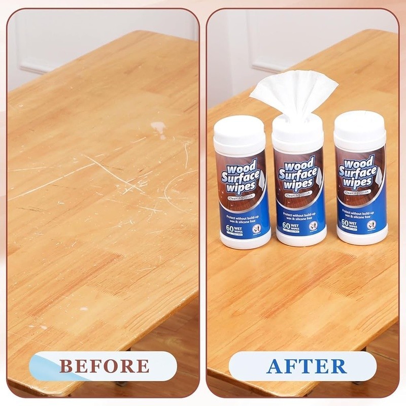 Wood Furniture Cleaner Wipes 180 Count Non-Woven Surface Polishing Towelettes US