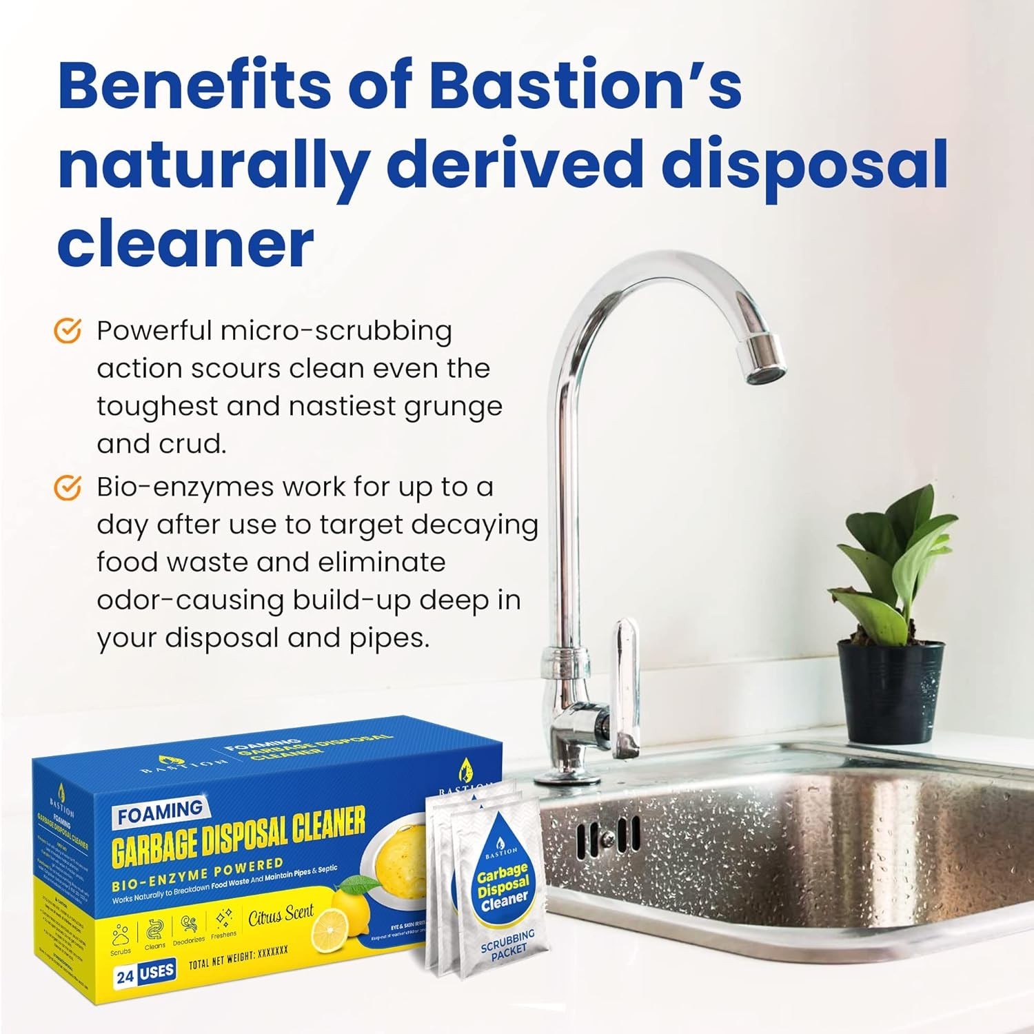 Enzyme-Activated Garbage Disposal Cleaner – 24 Easy-To-Use Pods for Odor Control