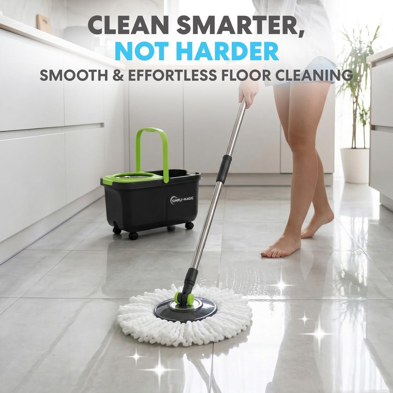 Limpieza De Pisos Microfibra Trapeador Giratorio 360 De Acero Inoxidable Systema