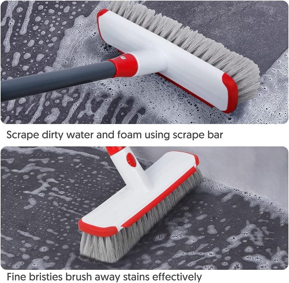 Floor Scrubber with Long Handle, 2 in 1 Scrubbing Brush Stiff Bristle Shower …