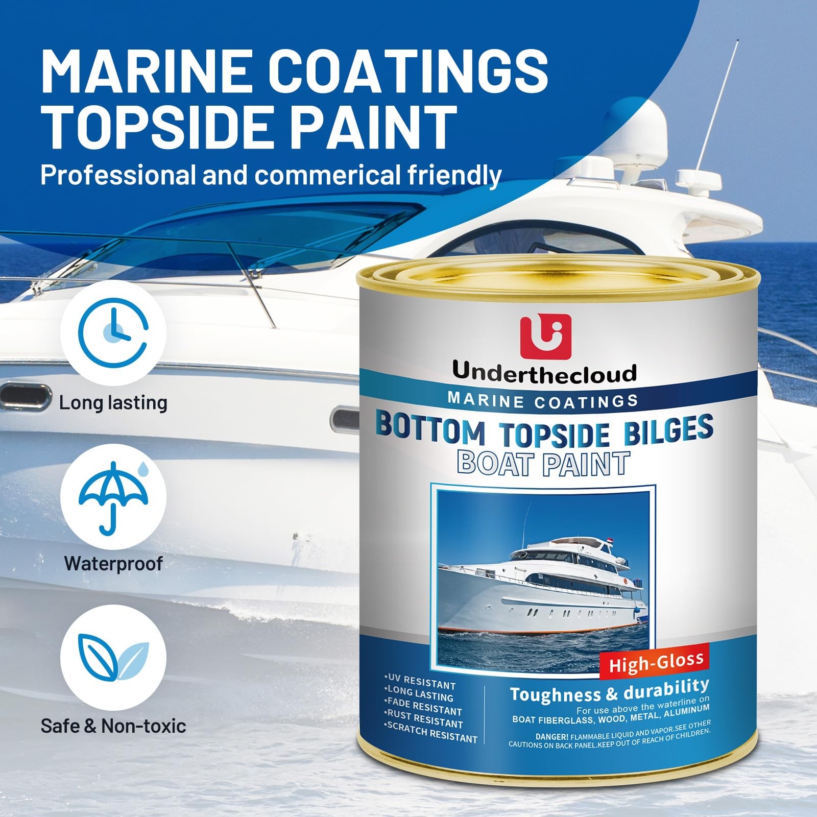 underthecloud Boat Paint 35 Oz Gloss Red Boat Topside Bottom Enamel Paint, Pa…